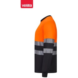 305635 Long sleeve two-tone recycled polyester T-shirt with segmented tape