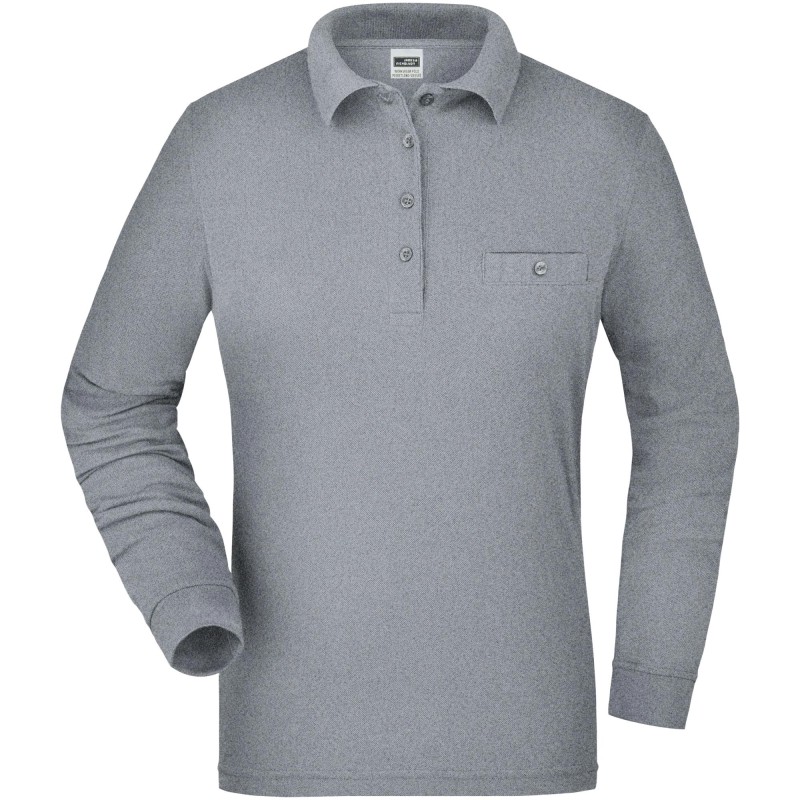JN865 Ladies' Workwear Polo Pocket Longsleeve
